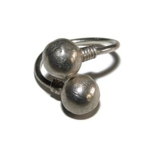 Vintage Estate Modernist Wrap Front Sterling Silver Ball Orb Sphere Ring Size 7